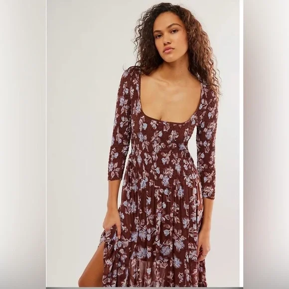 midi dress shopee Plus Size Korean Square Neck Floral Midi Dress – Pluspreorder